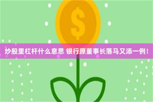炒股里杠杆什么意思 银行原董事长落马又添一例！