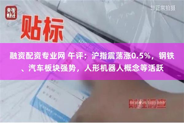 融资配资专业网 午评：沪指震荡涨0.5%，钢铁、汽车板块强势，人形机器人概念等活跃