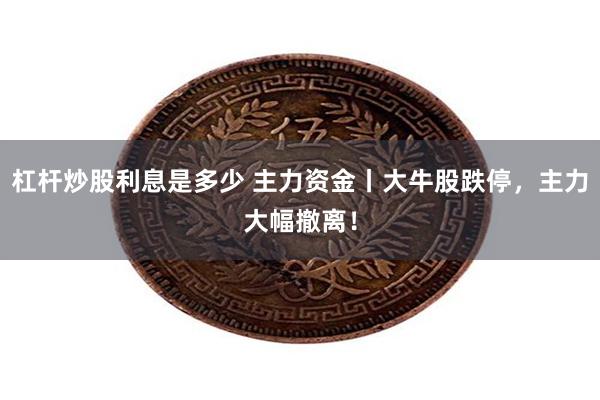 杠杆炒股利息是多少 主力资金丨大牛股跌停，主力大幅撤离！