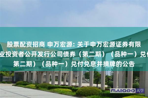 股票配资招商 申万宏源: 关于申万宏源证券有限公司2022年面向专业投资者公开发行公司债券（第二期）（品种一）兑付兑息并摘牌的公告