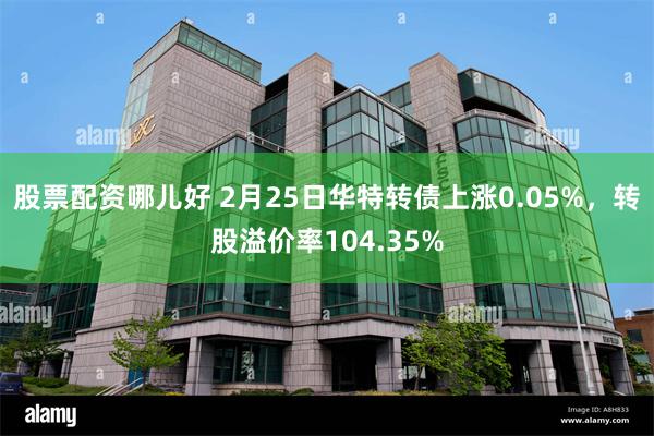 股票配资哪儿好 2月25日华特转债上涨0.05%，转股溢价率104.35%