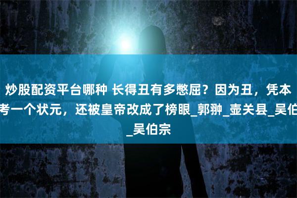 炒股配资平台哪种 长得丑有多憋屈？因为丑，凭本事考一个状元，还被皇帝改成了榜眼_郭翀_壶关县_吴伯宗