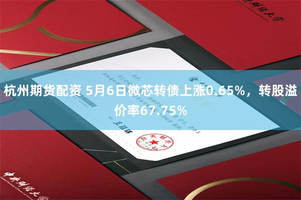 杭州期货配资 5月6日微芯转债上涨0.65%，转股溢价率67.75%