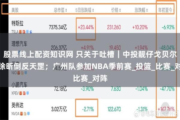 股票线上配资知识网 只关于吐槽｜中投靓仔戈贝尔；徐昕倒反天罡；广州队参加NBA季前赛_投篮_比赛_对阵