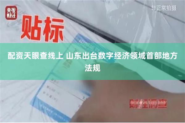配资天眼查线上 山东出台数字经济领域首部地方法规