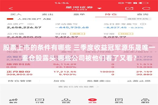 股票上市的条件有哪些 三季度收益冠军源乐晟唯一重仓股露头 哪些公司被他们看了又看？
