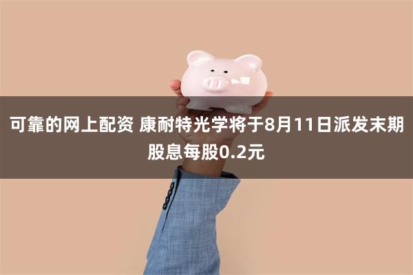 可靠的网上配资 康耐特光学将于8月11日派发末期股息每股0.2元