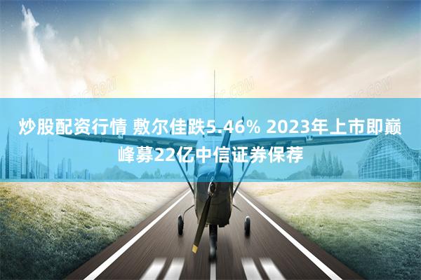 炒股配资行情 敷尔佳跌5.46% 2023年上市即巅峰募22亿中信证券保荐