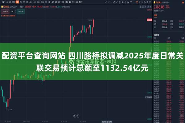 配资平台查询网站 四川路桥拟调减2025年度日常关联交易预计总额至1132.54亿元