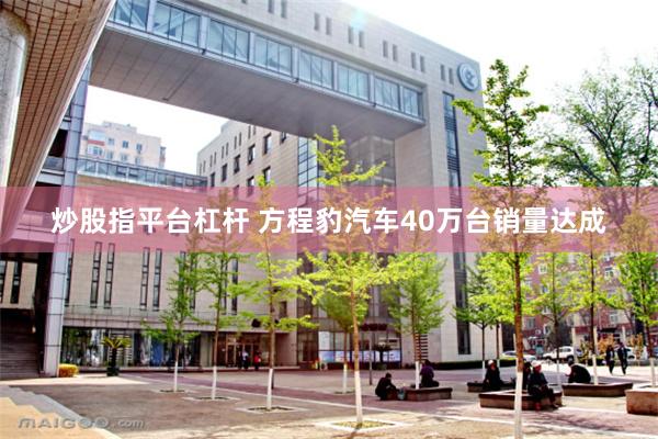 炒股指平台杠杆 方程豹汽车40万台销量达成