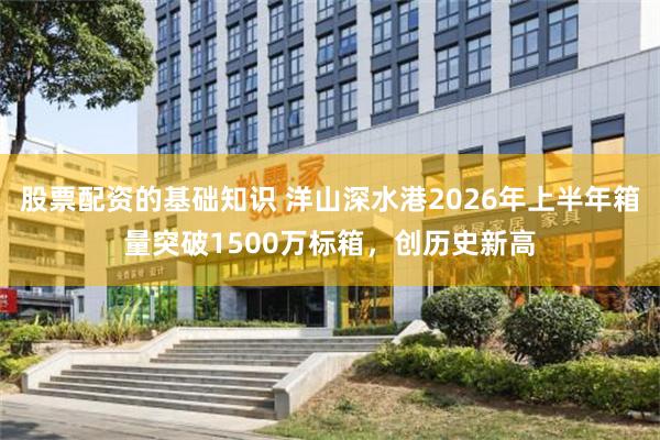 股票配资的基础知识 洋山深水港2026年上半年箱量突破1500万标箱，创历史新高