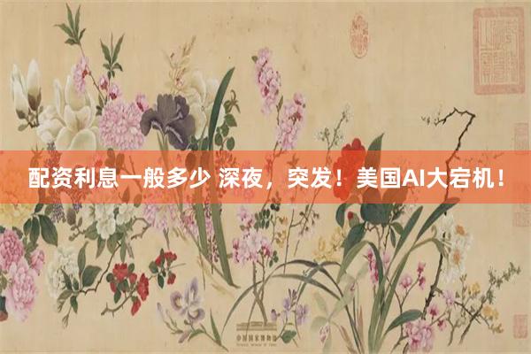 配资利息一般多少 深夜，突发！美国AI大宕机！