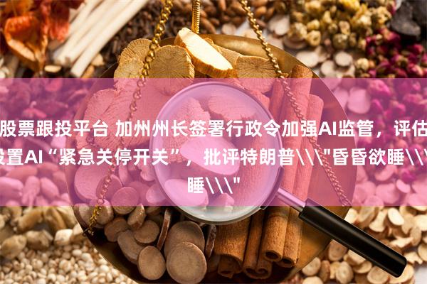 股票跟投平台 加州州长签署行政令加强AI监管，评估设置AI“紧急关停开关”，批评特朗普\