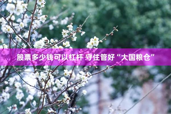 股票多少钱可以杠杆 守住管好“大国粮仓”
