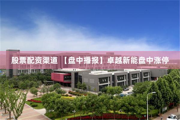股票配资渠道 【盘中播报】卓越新能盘中涨停